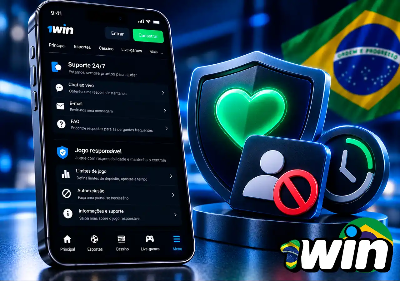 Interface de jogo responsável com coração de proteção e controles de sessão.